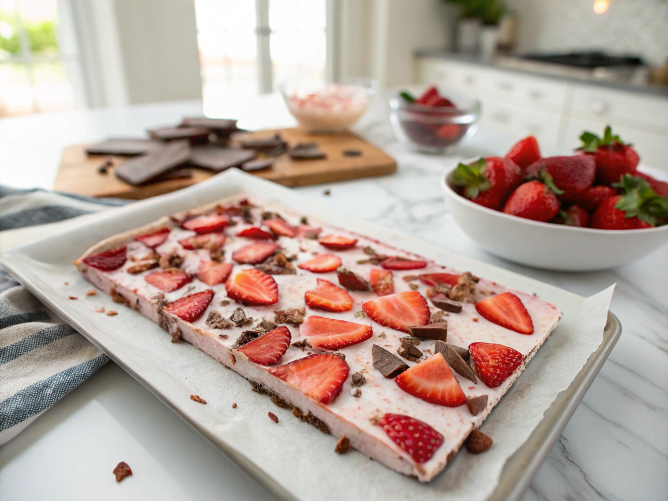 Strawberry-Chocolate Greek Yogurt Bark