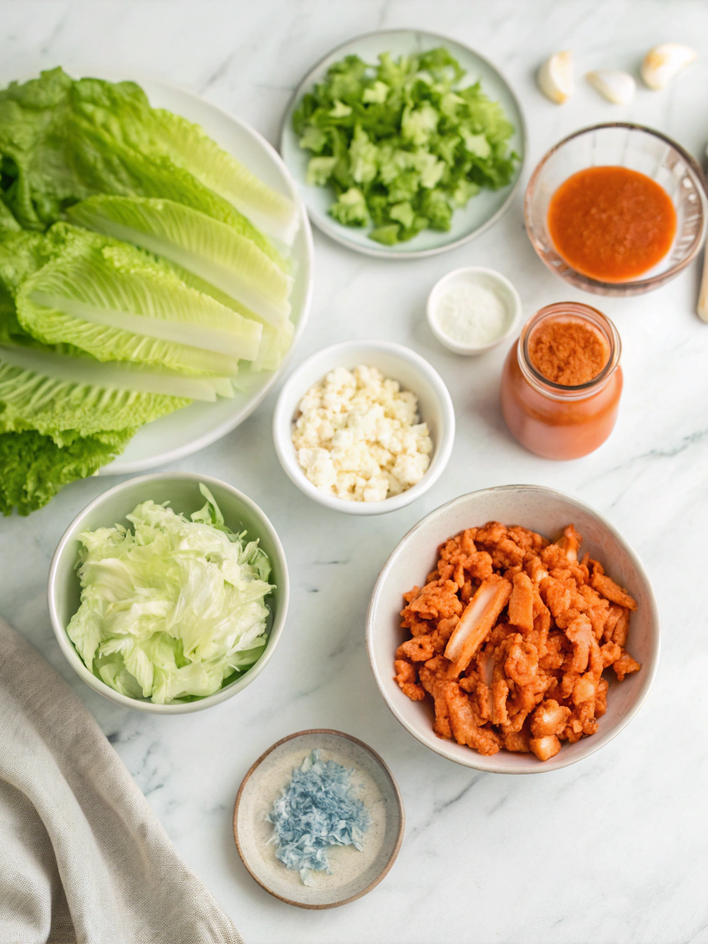 Ingredients for Buffalo Chicken Lettuce Wraps