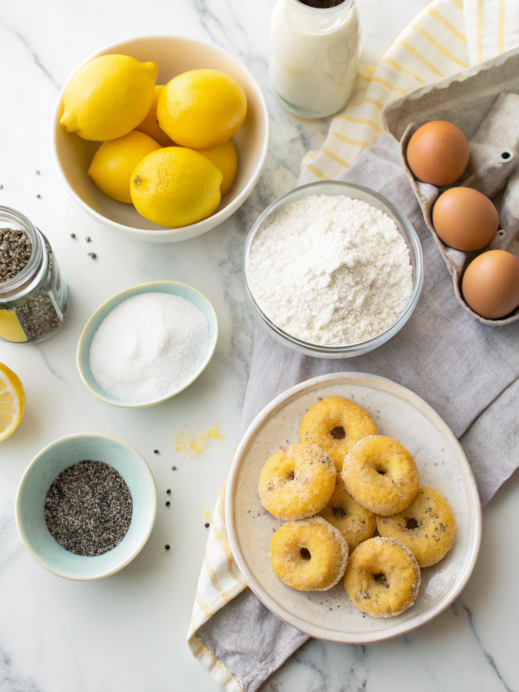 Lemon and Poppy Seed Mini Donuts ingredients 1 2