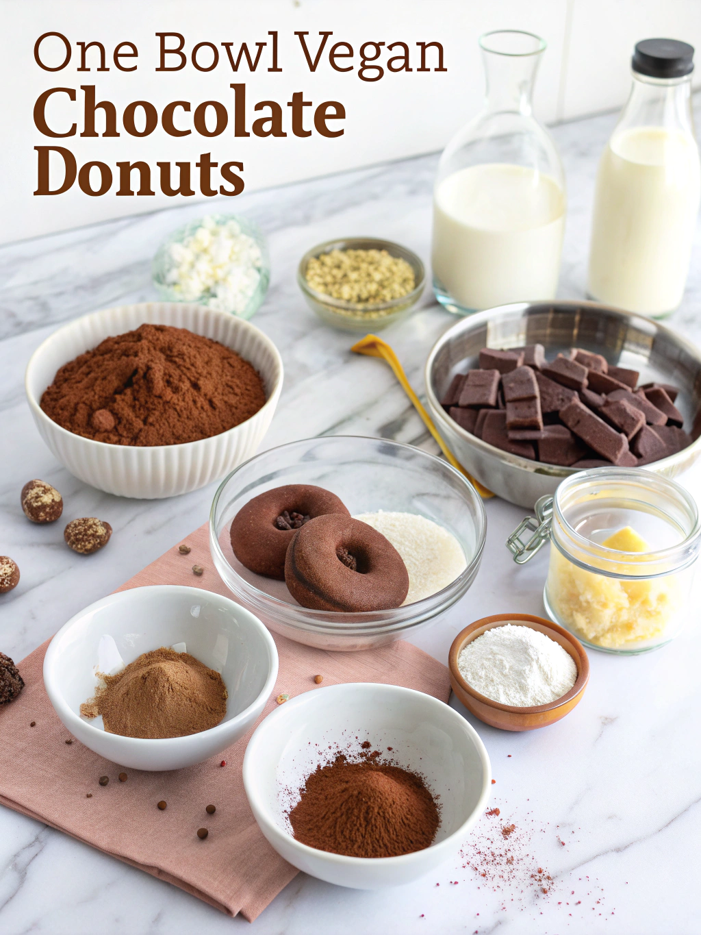 One Bowl Vegan Chocolate Donuts ingredients 1 3