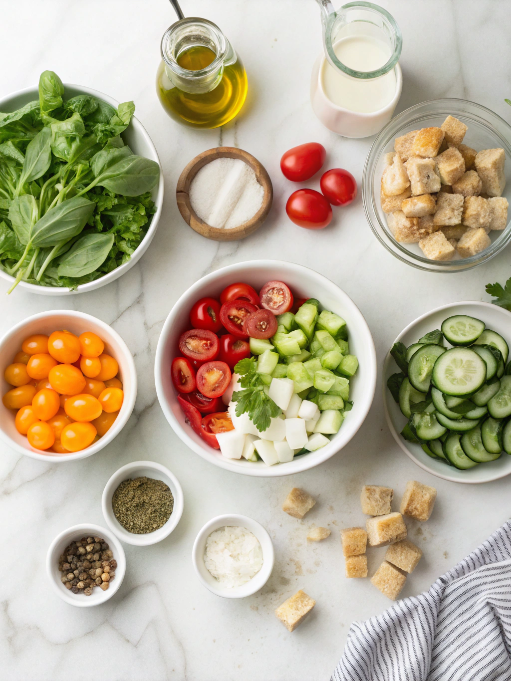 Spring Panzanella Salad Ingredients