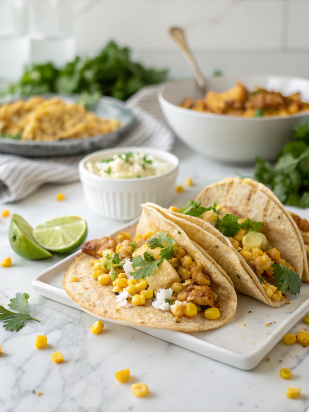 Street Corn Smash Chicken Tacos