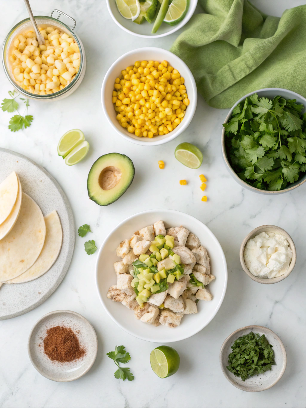 Street Corn Smash Chicken Tacos ingredients 1 2