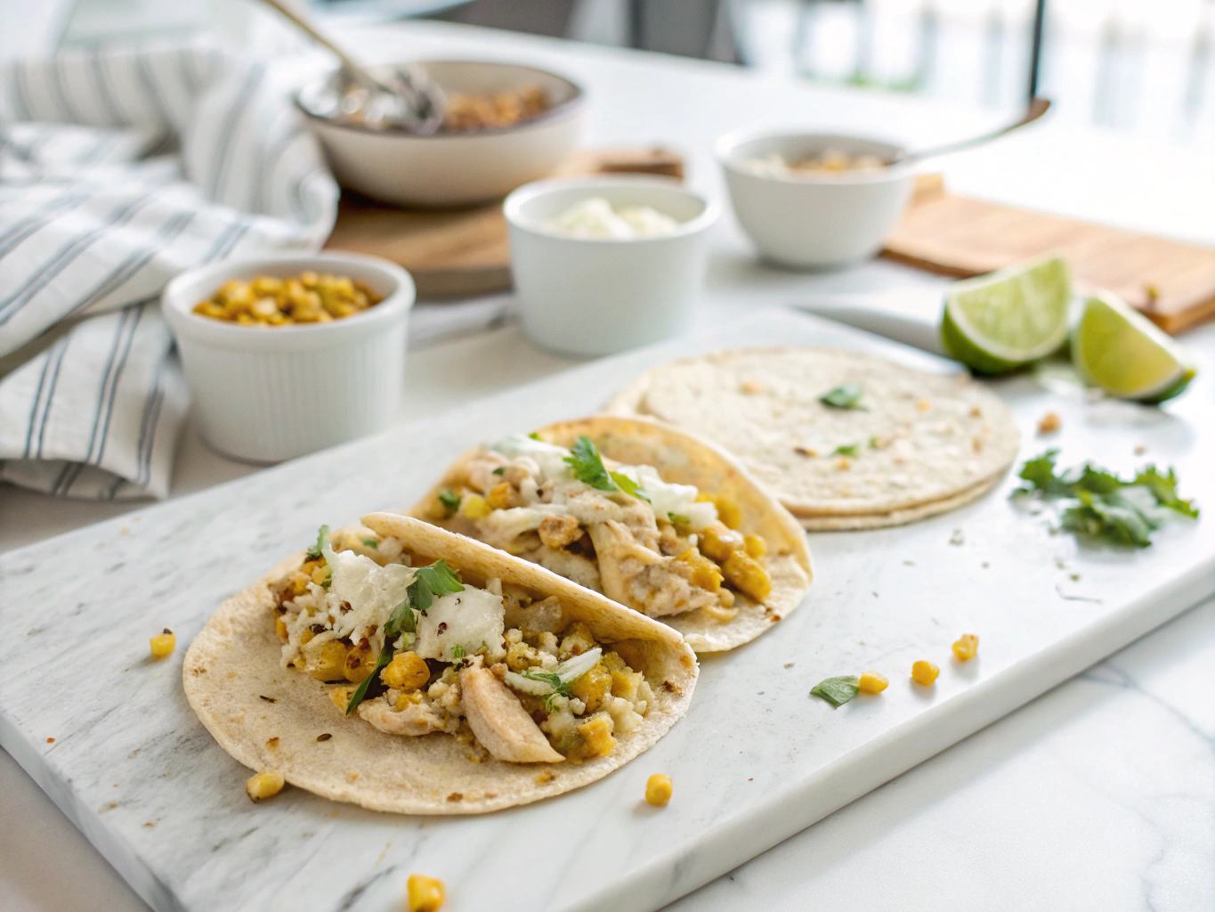 Street Corn Smash Chicken Tacos