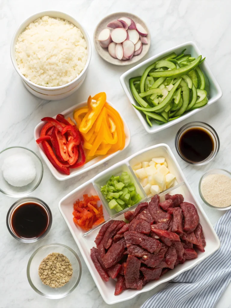 Easy Mongolian Beef Bowl ingredients