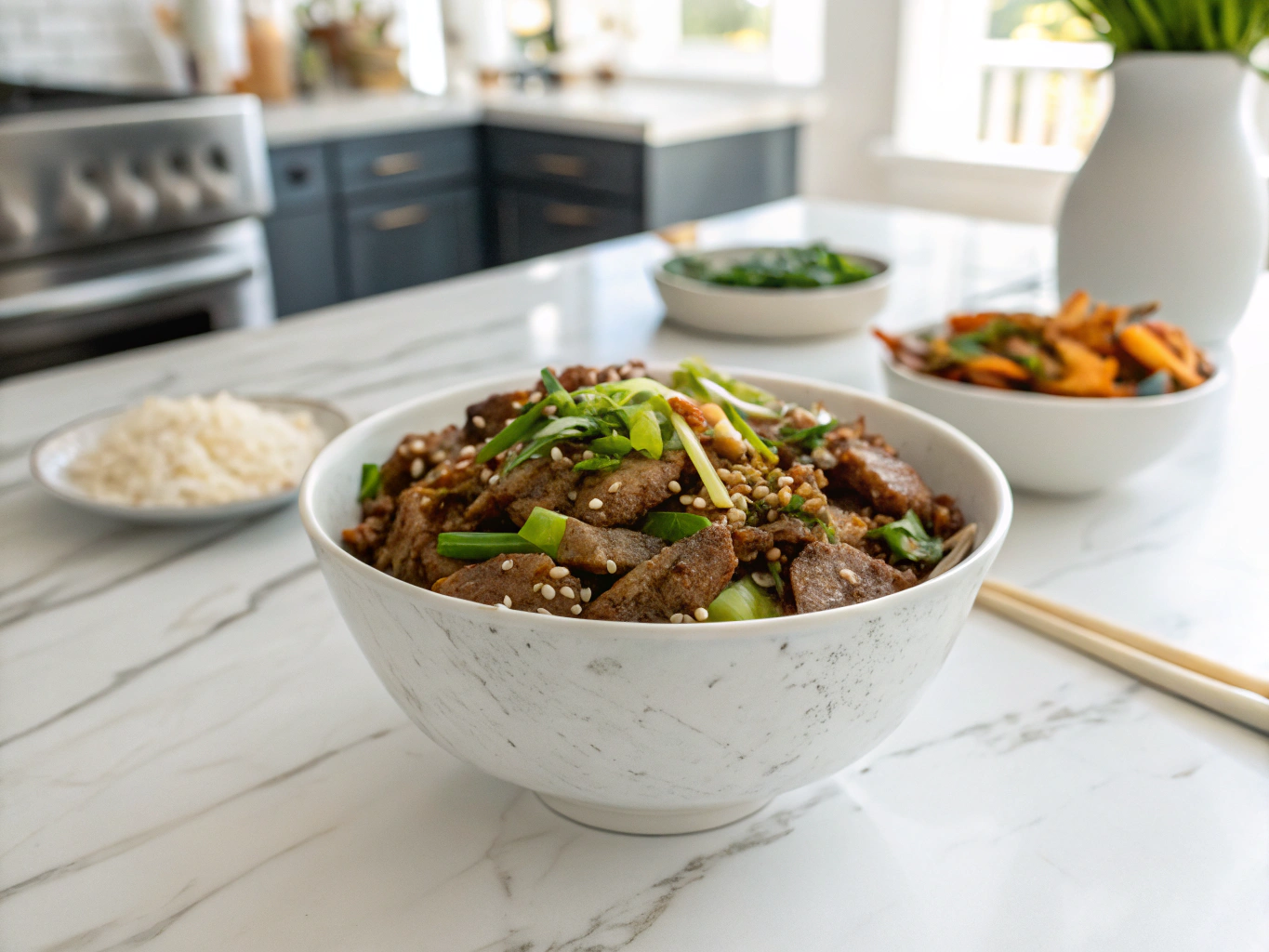Easy Mongolian Beef Bowl